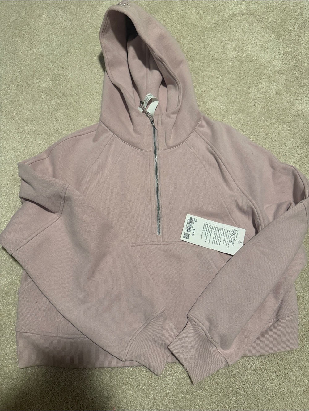 Women's Light Pink Lululemon Half- Zip Scuba Hoodie
